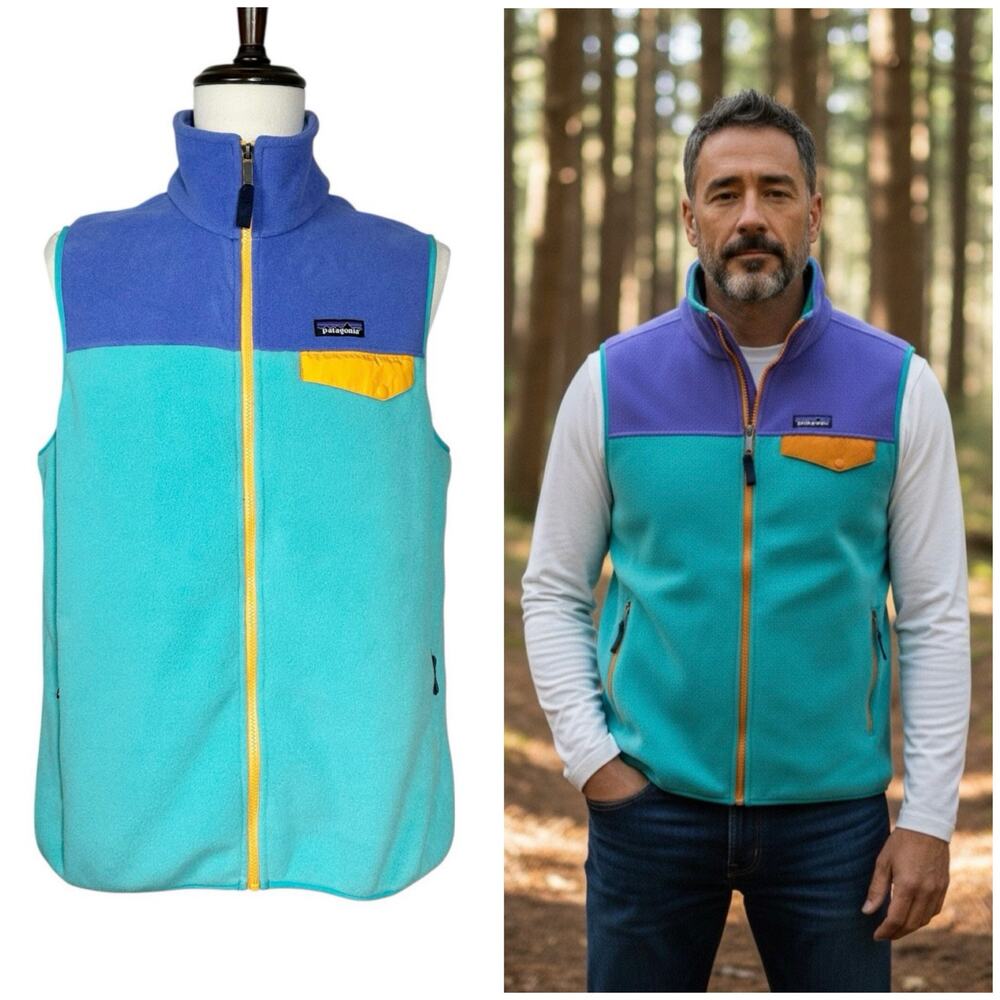 Patagonia | Men | Synchilla Snap-T Retro Colorblock Cozy Fleece Vest | Large